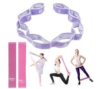 Adjustable Loops Stretching Strap, Multi-Loop Elastic Yoga Stretch Strap, Flexible Stretch Resistance Bands, Purple Dance Yoga Stretching Equipment, Stretch Assist Pull Strap for Body Shaping Fitness