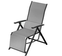 Adjustable Lounge Chair - Foldable PE Rattan Outdoor Garden Chair with Soft Blanket for Patio Lawn and Camping - Grey (Blanket Not Included)