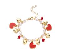Adjustable Love Charm With Strawberry Cherrys Heart And Pearls Beads Decoration For Women Casual Wear Pearls Beaded