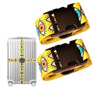 Adjustable Luggage Strap with Bright Unique Pattern - Heavy Duty Suitcase Travel Belt for Security & Easy ID - Fits 20-32 Inch Suitcases, Quick Release Buckle (Vibrant Eyes-2pack)