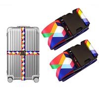 Adjustable Luggage Strap with Bright Unique Pattern - Heavy Duty Suitcase Travel Belt for Security & Easy ID - Fits 20-32 Inch Suitcases, Quick Release Buckle (Vivid-2pack)