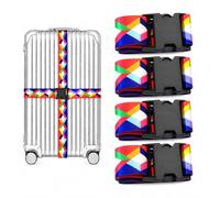 Adjustable Luggage Strap with Bright Unique Pattern - Heavy Duty Suitcase Travel Belt for Security & Easy ID - Fits 20-32 Inch Suitcases, Quick Release Buckle (Vivid-4pack)