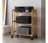 Adjustable MA Stand for STE & Gaming - Space-Saving Wooden AV Tower with CD Rack HiFi & Video Shelves 61x89 cm - Ideal Corner Display for Small Spaces