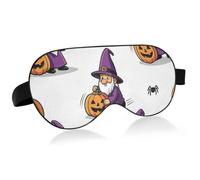 Adjustable Magic Tape Elastic Strap Light Blocking Blindfold for | Skin Friendly Temperature Balanced Fabric Soft Sleep Blindfold Office Midday Nap Break Purple Gnome Witches Bat