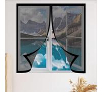 Adjustable Magnetic Fly Screen Window 100 x 165 cm Keep Fly Mosquito Out Screen for Window Custom Size for Living Room Bedroom Offfice, Black