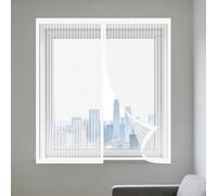 Adjustable Magnetic Fly Screen Window 100 x 65 cm Keep Fly Mosquito Out No Drilling Screen for Windows Easy Install for Home, Office, Bedroom, Living Room Kitchen, White