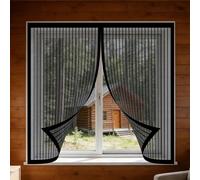 Adjustable Magnetic Fly Screen Window 115 x 120 cm with Selfadhesive Window Nets Insects Excellent Ventilation While Blocking Bugs for Living Room Bedroom Offfice, Black