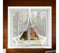Adjustable Magnetic Fly Screen Window 115 x 120 cm with Selfadhesive Window Nets Insects Excellent Ventilation While Blocking Bugs for Living Room Bedroom Offfice, White