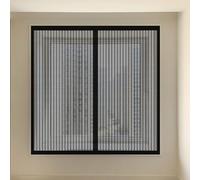 Adjustable Magnetic Fly Screen Window 130 x 85 cm Selfadhesive Tape Mosquito Net for Window Excellent Ventilation While Blocking Bugs for Living Room Bedroom Offfice, Black