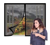 Adjustable Magnetic Fly Screen Window 135 x 60 cm Keep Fly Mosquito Out Reinforced Thickened Window Screen Easy Installation for Living Room Bedroom Offfice, Black