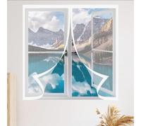 Adjustable Magnetic Fly Screen Window 160 x 80 cm Keep Fly Mosquito Out Screen for Window Custom Size for Living Room Bedroom Offfice, White