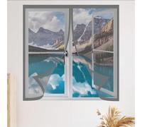 Adjustable Magnetic Fly Screen Window 165 x 120 cm Keep Fly Mosquito Out Screen for Window Custom Size for Living Room Bedroom Offfice, Grey