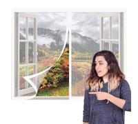 Adjustable Magnetic Fly Screen Window 165 x 135 cm Keep Fly Mosquito Out Reinforced Thickened Window Screen Easy Installation for Living Room Bedroom Offfice, White