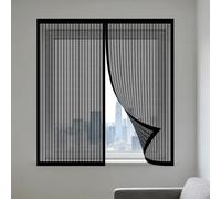 Adjustable Magnetic Fly Screen Window 175 x 150 cm Keep Fly Mosquito Out No Drilling Screen for Windows Easy Install for Home, Office, Bedroom, Living Room Kitchen, Black