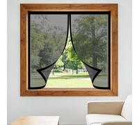 Adjustable Magnetic Fly Screen Window 70 x 60 cm with Selfadhesive Window Insect Screen Mesh Net Easy Install for Windows Doors and Patio Screens, Black