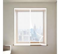 Adjustable Magnetic Fly Screen Window 80 x 80 cm with Selfadhesive Window Fly Net Easy Installation for Windows Doors and Patio Screens, White