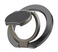 Adjustable Magnetic Phone Ring Holder and Kickstand, Aluminum Alloy, Two-Sided Magnetic Grip Loop, 360° Adjustable Viewing Angle, Enhanced Drop Resistance, for Home Office Travel Use(Black)