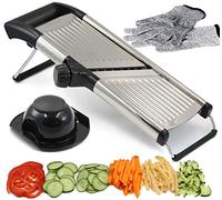 Adjustable Mandoline Vegetable Slicer by Chef's INSPIRATIONS. Best for Slicing Food, Fruit and Vegetables. Mandolin Slicer Julienne Cutter. Cut Proof Gloves. Stainless Steel