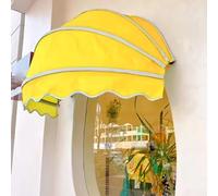 Adjustable Manual Pop-Up Awning, UV Protection & Rain-Resistant Dome Shade for Balcony, Café, Garden - Customizable with 90cm Diameter (Yellow)