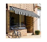 Adjustable Manual Retractable Awning for Balconies Gardens Shops & Apartments - Gray-White 250CM/98.4in Outdoor Sunshade Canopy with Hand Crank