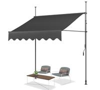 Adjustable Manual Retractable Patio Awning 3.5x1.2m - Easy-Operate Outdoor Canopy with Crank Handle for Deck, Balcony & Yard - Dark Gray, UV Protection & Weather Resistant Shade Solution