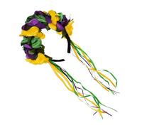 Adjustable Mardi Gras Ribbon Headdress Comfortable Fabric Headband Celebratory Colors Festival Hair Accessory