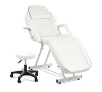 Adjustable Massage Bed - 3 Section Steel Frame with Detachable Armrest and Headrest, 330lbs Max Weight Capacity, Leather Massage Table
