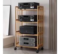 Adjustable Media Stand Corner TV Rack Wooden AudioVisual Shelving Tower Gaming Console Shelf CD Storage Cabinet 22"W x 48"H Perfect Home Entertainment Solution.