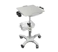 Adjustable Medical Trolley with 5 Lockable Wheels, Large Aluminium Alloy Top, Multi-Level Storage Cart for Hospital Clinic Lab