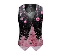 Adjustable Men's Holiday Vest For Christmas Parties, Features A Unique Festive Print On A Comfortable Material, Great For A Fun Yet Smart Look (XL)