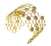 Adjustable Metal Alloy Bee Cuff Bracelet with Honeycomb Design Open Bangle for Women and Chic Wrist Jewelry Gift for Valentine Day and Special Occasions