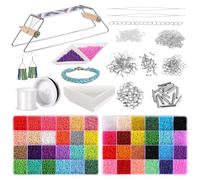 Adjustable Metal Bead Set, Complete Beading Kit With 46,000 Glass Seed Beads, Needles, And Trays For Diy Bracelets, Necklaces, Earrings, Gift For Jewelry Crafters