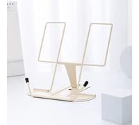 Adjustable Metal Book Stand for Desk, Portable Reading Rest with Page Clips, Sturdy Holder for Cookbook, Textbook, Tablet, Music Sheet, Recipes,Milky White