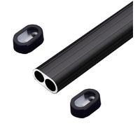 Adjustable Metal Closet Pole Support Bracket Non-Slip & Cuttable Oval Clothes Rod for Bedroom Laundry Room RV and Clothing Store (Black 55in/140cm)