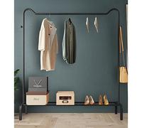 Adjustable Metal Clothes Drying Rack 150 cm with Upper Rod & Lower Shelf Black Display Stand Durable and Space-Saving Laundry Solution