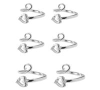 Adjustable Metal Crochet Loop Ring for Fingers Knitting Thimble with Anti-Slip Groove for Faster Even Stitching Ideal Crocheting Accessories for Mother Grandma Gift (6 Silver)