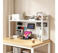 Adjustable Metal Desk Shelf Organizer for Desktop Multi-Purpose Bookcase Storage Rack Height-Adjustable Ideal for Home Office White (39.4 x 32.3 in)