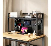 Adjustable Metal Desk Shelf Organizer for Desktop Multipurpose Bookcase & Storage Rack Height Adjustable Black 47.2x32.3in - Perfect for Home & Office Use