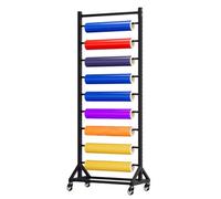 Adjustable Metal Display Rack with Detachable Rod & Breakable Wheels | Adjustable 9-Tier Metal Display Rack with Detachable Rod & Wheels - Ideal for Vinyl Film Storage & Organization