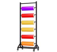 Adjustable Metal Display Rack with Detachable Rod & Breakable Wheels | Adjustable 9-Tier Metal Display Rack with Detachable Rod & Wheels - Ideal for Vinyl Film Storage & Organization