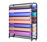 Adjustable Metal Fabric Roll Storage Rack with Wheels & Hanging Rods - Portable Display for Car Wraps, Window Films, Tablecloths, Wallpaper - 12 Rods, 160cm Organizer