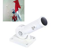 Adjustable Metal Flag Bracket with Screws, Multi-Position Wall Mount Flag Pole Holder, White Windsock Base for Outdoor Use