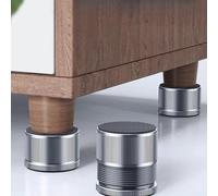 Adjustable Metal Furniture Feets Elevators, Non-Slip Height Extenders for Tables Chairs Sofas Beds, 23-39mm Range Aluminum Alloy Levelers with Silicone Pads, Supports up to 1000kg(Gray)