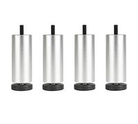 Adjustable Metal Furniture Legs, Aluminum Alloy Replacement Feet for Beds, Sofas, Refrigerators, Washing Machines, M8 Threaded, Height Adjustable 30cm (11.8in), 4 Pack, Silver