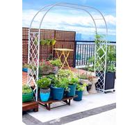 Adjustable Metal Garden Arch, Galvanized Iron Trellis for Climbing Plants, 140 x 340 cm, Height 220/240 cm, Pfect for Roses & Outdoor Décor, White Garden Arbor