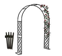 Adjustable Metal Garden Trellis for Climbing Plants - Sturdy Steel Support for Roses & Vines, 79"-102" Height, 122" L x 98" W, Elegant Outdoor Black Design