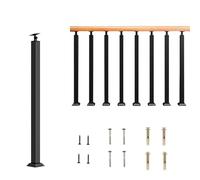 Adjustable Metal il Post for Side Mounting Stair Railing Spindles 5cm Diameter 45.2" Height Black Finish - Perfect for Staircases and Decks