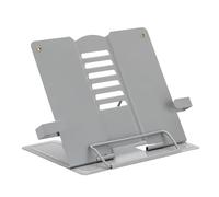 Adjustable Metal Laptop Stand and Reading Holder - 68° Angle Desktop Riser Page Clip | Neck Fatigue Relief Foldable Music Stand | Tablet Bookshelf - Student Teacher School Gift Side