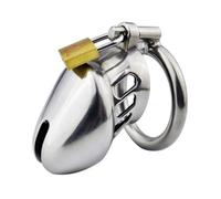 Adjustable Metal Male Chastity Cage Device Set Small Penis Cage Lock Bondage Cock Ring Sm Slave Bondage Sex Toys for Adult Male White 45Mm