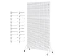 Adjustable Metal Pegboard Display Stand with HooksVersatile Rack for Retail Garage and Event SetupSturdy Shelving Solution for Maximum Visibility